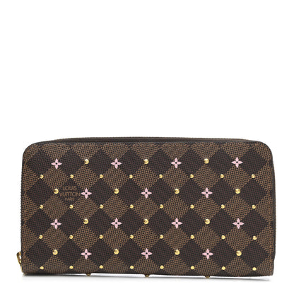 Louis Vuitton Damier Ebene Studded Zippy Wallet Rose Ballerine 1 of 5