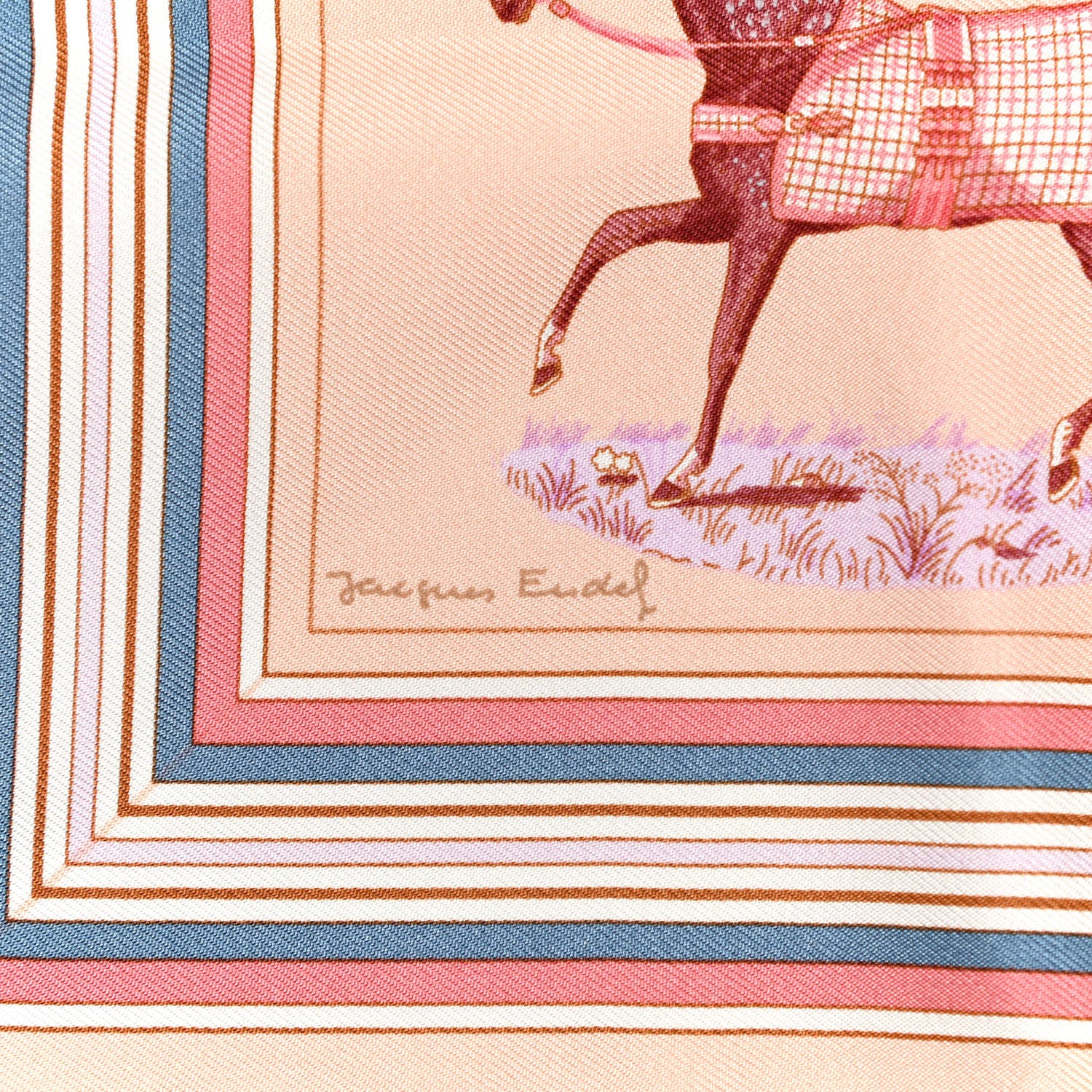 Hermes Silk Couvertures Et Tenues de Jour Pocket Square Rose Pale Blue Jean Dragee 5 of 5