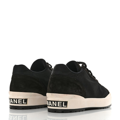 Chanel Nylon Suede CC Sneakers 38 Black 4 of 11