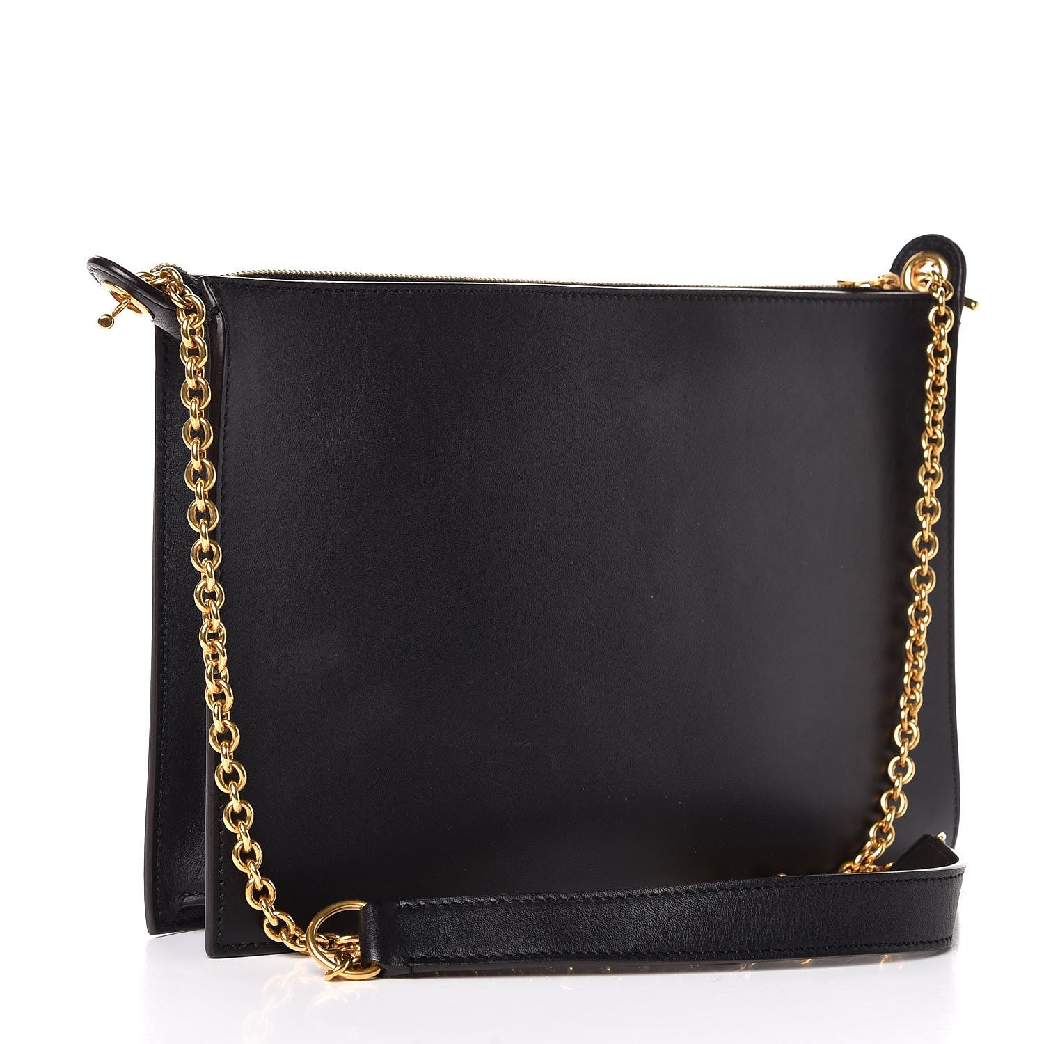 Celine Smooth Calfskin Pony Hair Medium Pocket Clutch On Chain Black 3 of 8