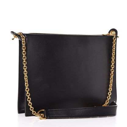 Celine Smooth Calfskin Pony Hair Medium Pocket Clutch On Chain Black 3 of 8