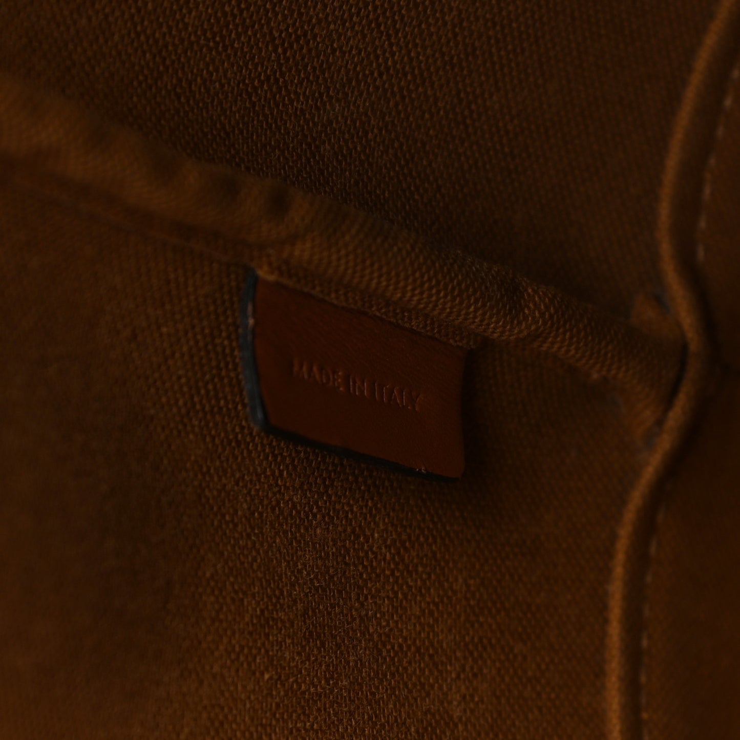 Triomphe Canvas Calfskin Small Bucket Bag Tan