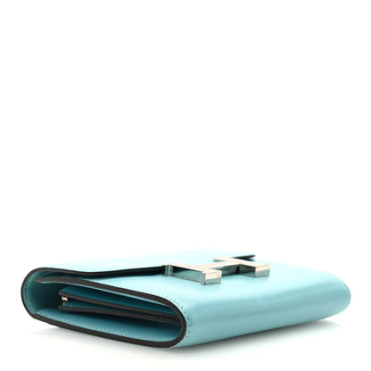 Hermes Tadelakt Lizard Constance Short Wallet Bleu Atoll Ficelle 4 of 6