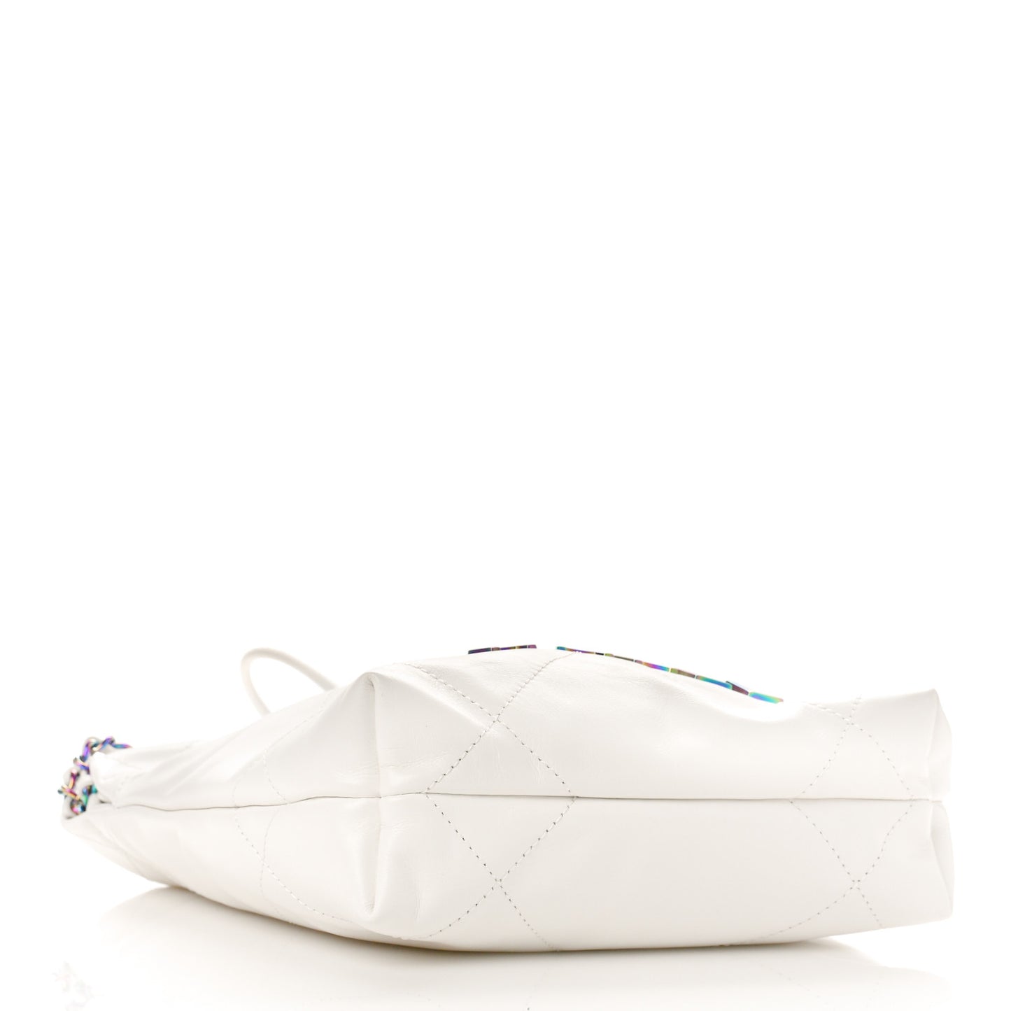Shiny Calfskin Quilted Rainbow Mini Chanel 22 White