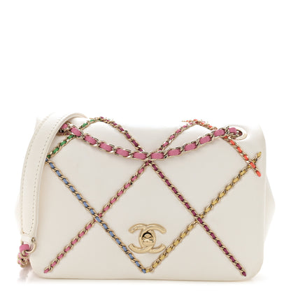Chanel Lambskin Small Entwined Chain Flap White Multicolor 1 of 11