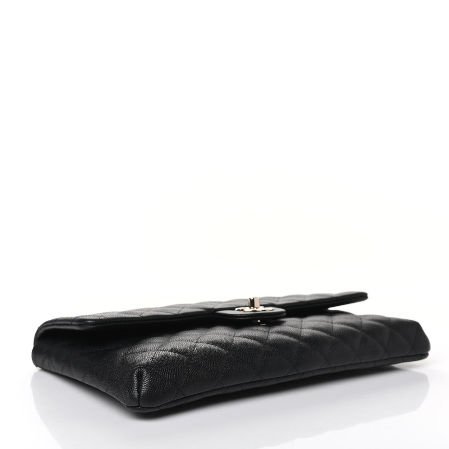 Caviar Quilted Flap Clutch Black