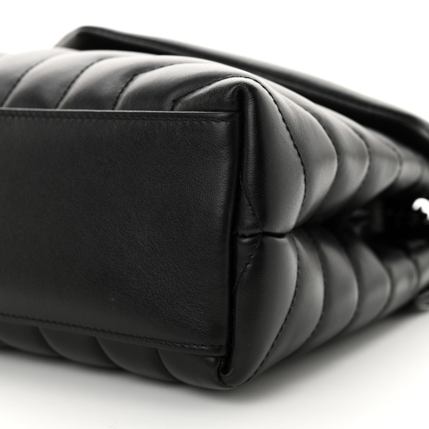 Calfskin Y Quilted Monogram Monochrome Small Loulou Chain Satchel Black
