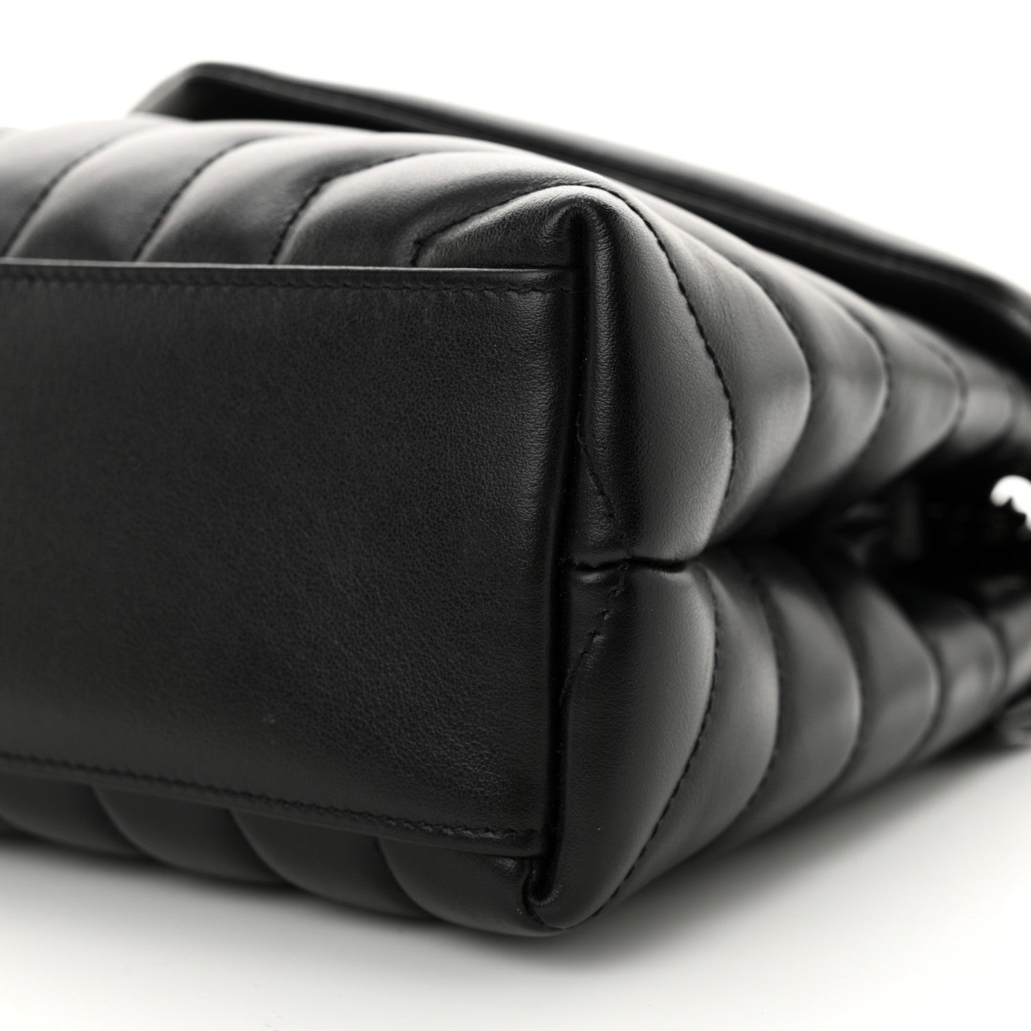 Saint Laurent Calfskin Y Quilted Monogram Monochrome Small Loulou Chain Satchel Black 10 of 11
