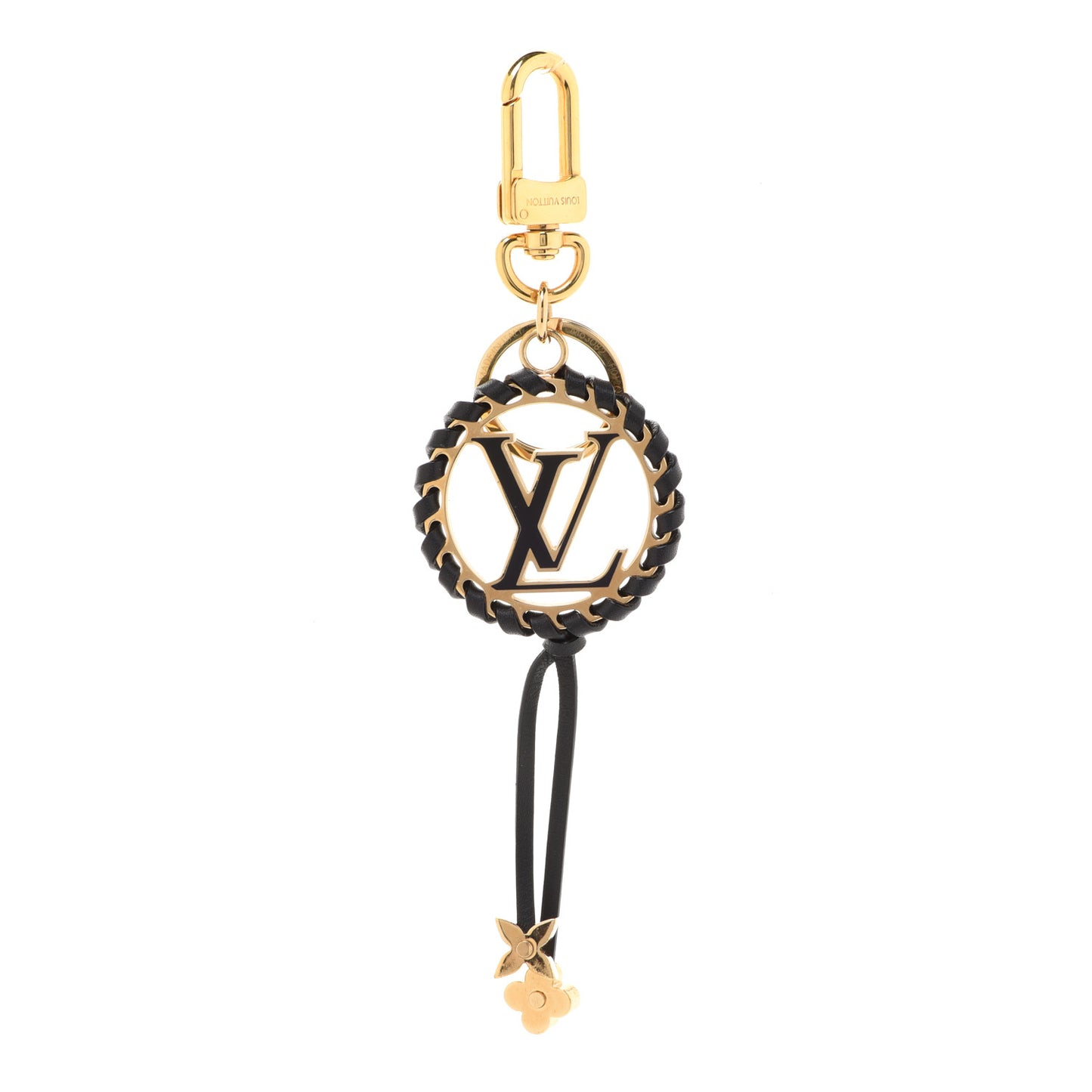 Metal Lambskin Enamel Very Bag Charm Key Holder Black