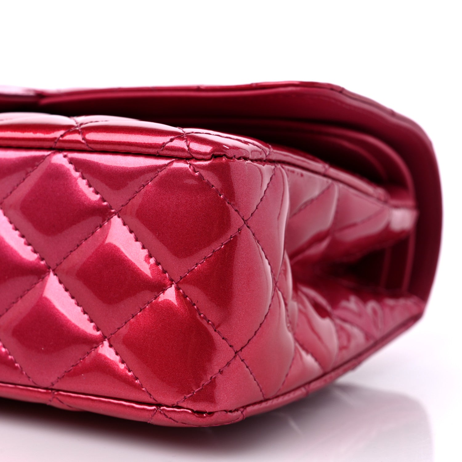 Chanel Shaded Patent Calfskin Quilted Medium Double Flap Dark Pink 9 of 10