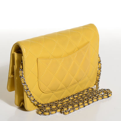Chanel Lambskin Quilted Wallet on Chain WOC Yellow 3 of 8