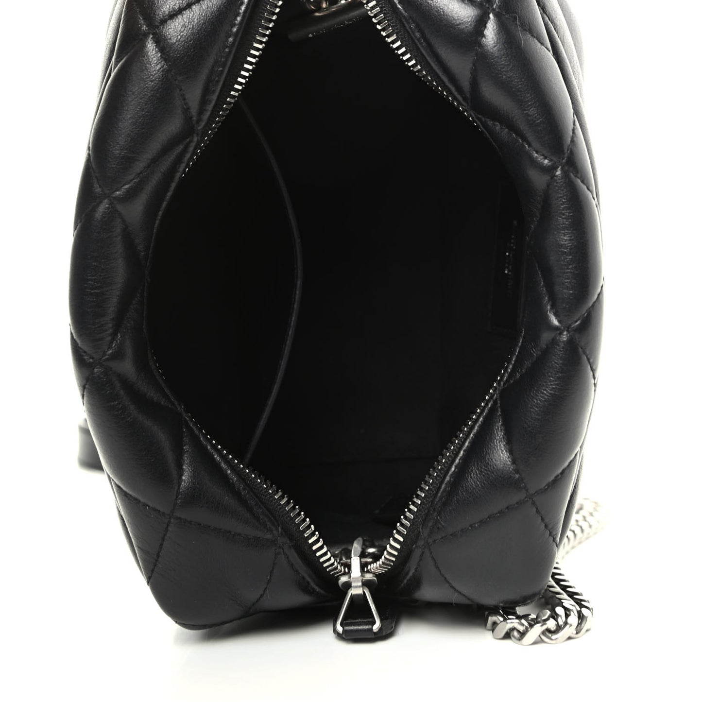 Calfskin Y Quilted Monogram Small Loulou Bowling Bag Black