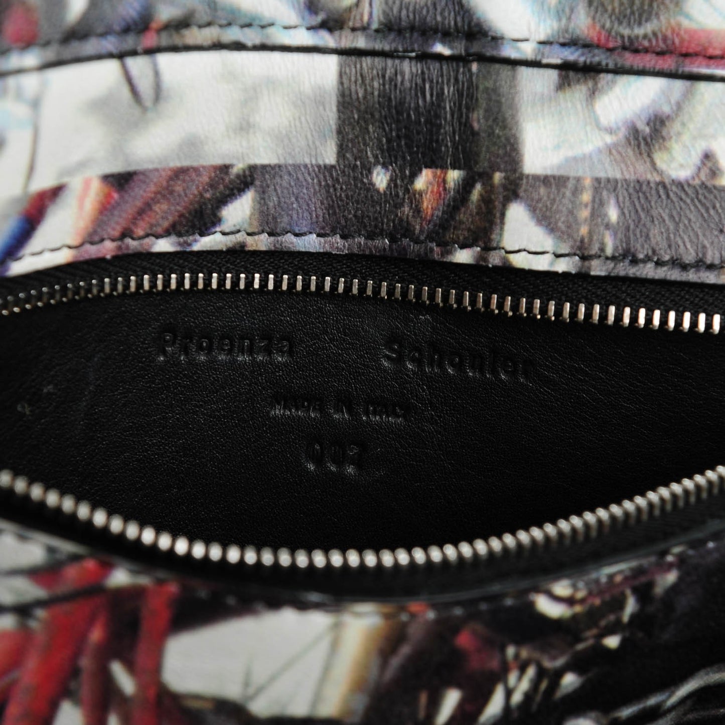 Calfskin Triangle Print Medium PS1 Satchel Black Blue