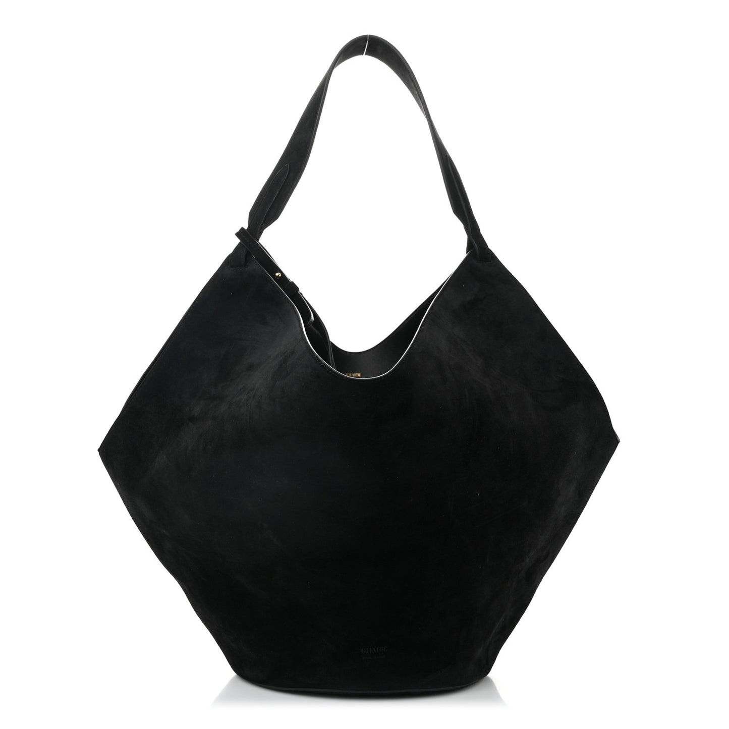 Suede Calfskin Medium Lotus Tote Black
