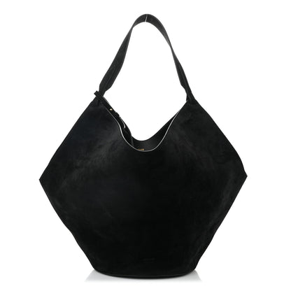 Khaite Suede Calfskin Medium Lotus Tote Black 1 of 10
