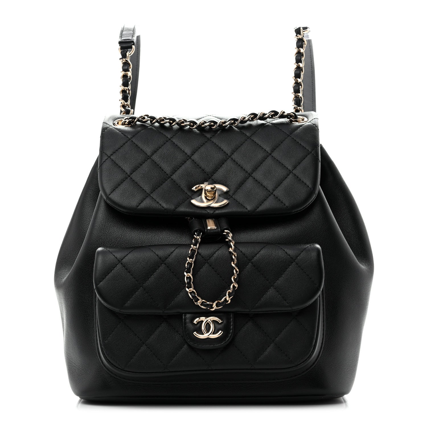 Chanel Lambskin Quilted Large Duma Drawstring Backpack Black 1 of 14