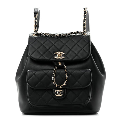 Chanel Lambskin Quilted Large Duma Drawstring Backpack Black 1 of 14