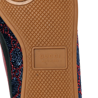 Gucci Lurex Calfskin Web GG Monogram Womens Falacer Sneakers 37 Iridescent Blue Iridescent Red Silver 6 of 10