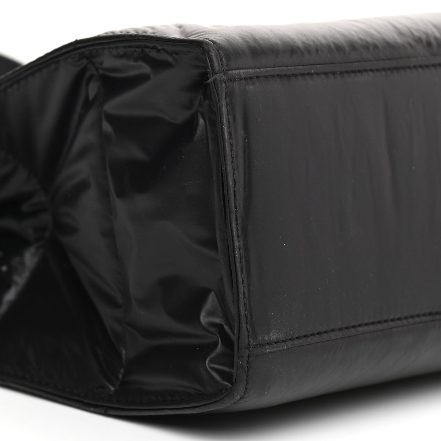 Nylon Medium Puff Shopping Bag Black