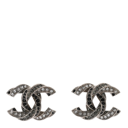 Chanel Crystal CC Twisted Earrings Silver 1 of 5