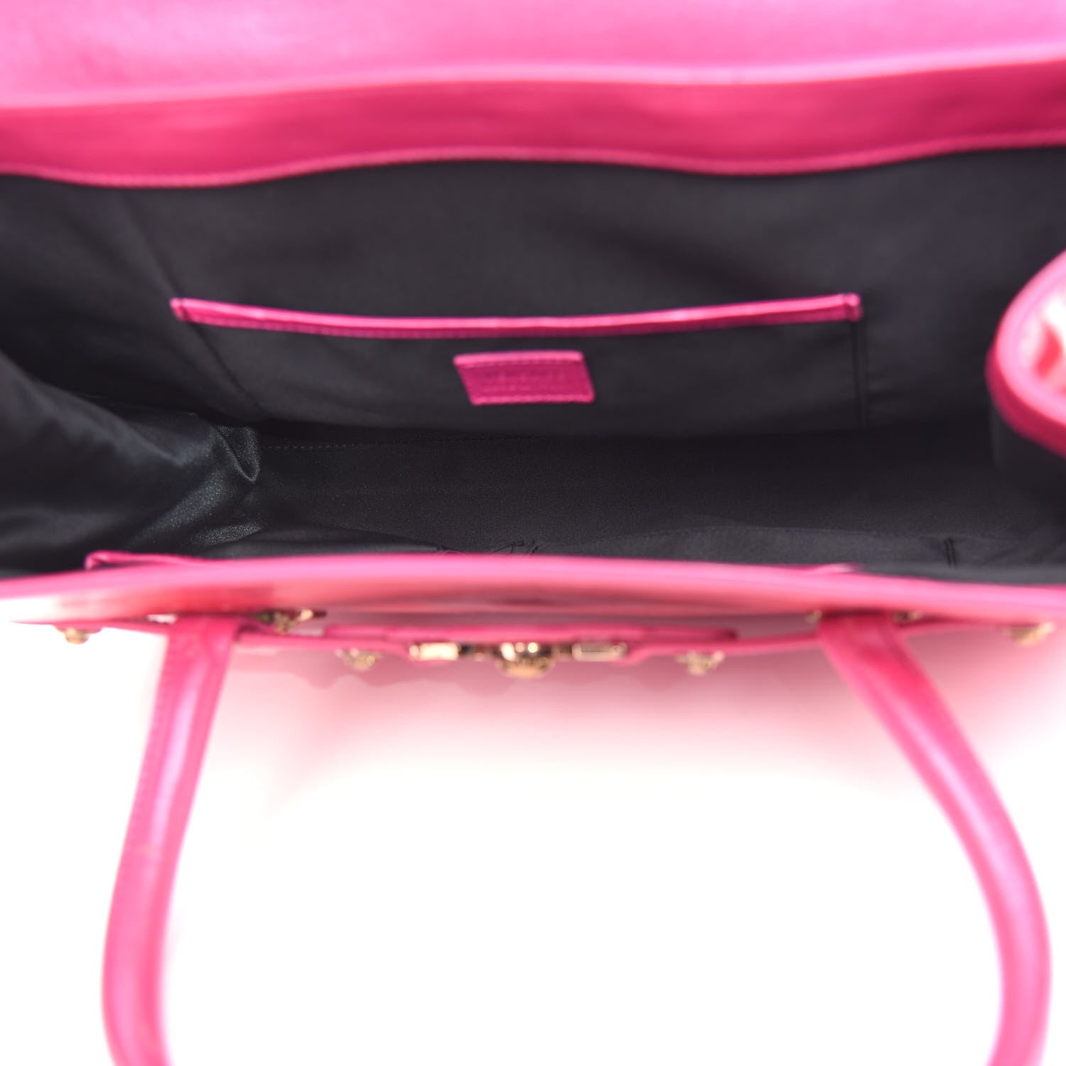 Versace Patent Calfskin Large Signature Tote Pink 5 of 16