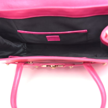 Versace Patent Calfskin Large Signature Tote Pink 5 of 16