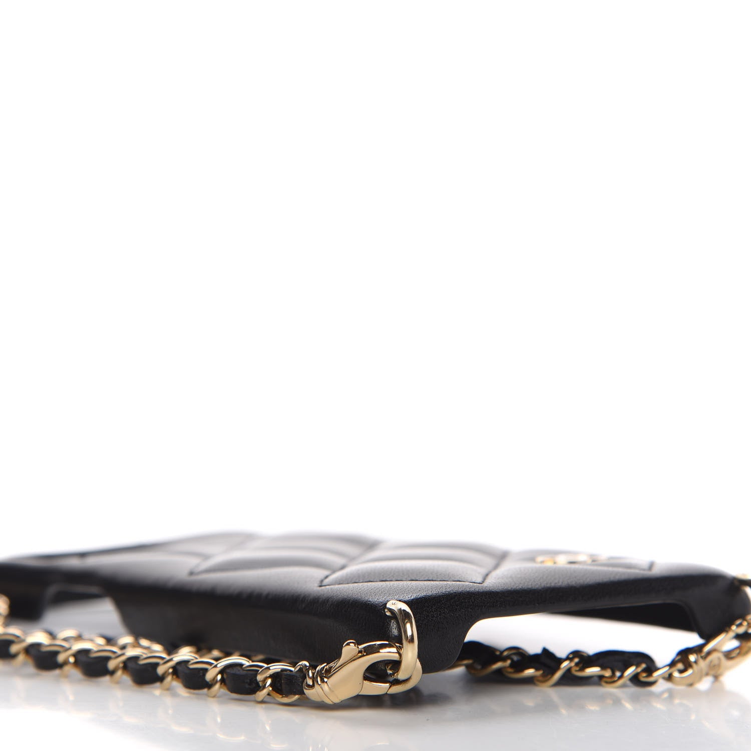 Chanel Lambskin Quilted Camellia Bow iPhone XII Pro Holder With Chain Black 5 of 10