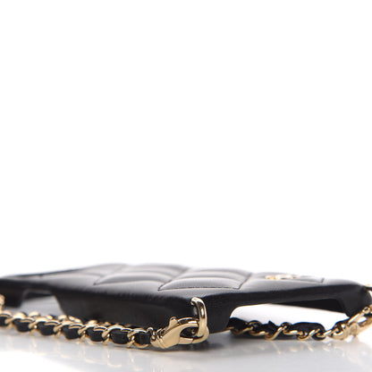 Chanel Lambskin Quilted Camellia Bow iPhone XII Pro Holder With Chain Black 5 of 10