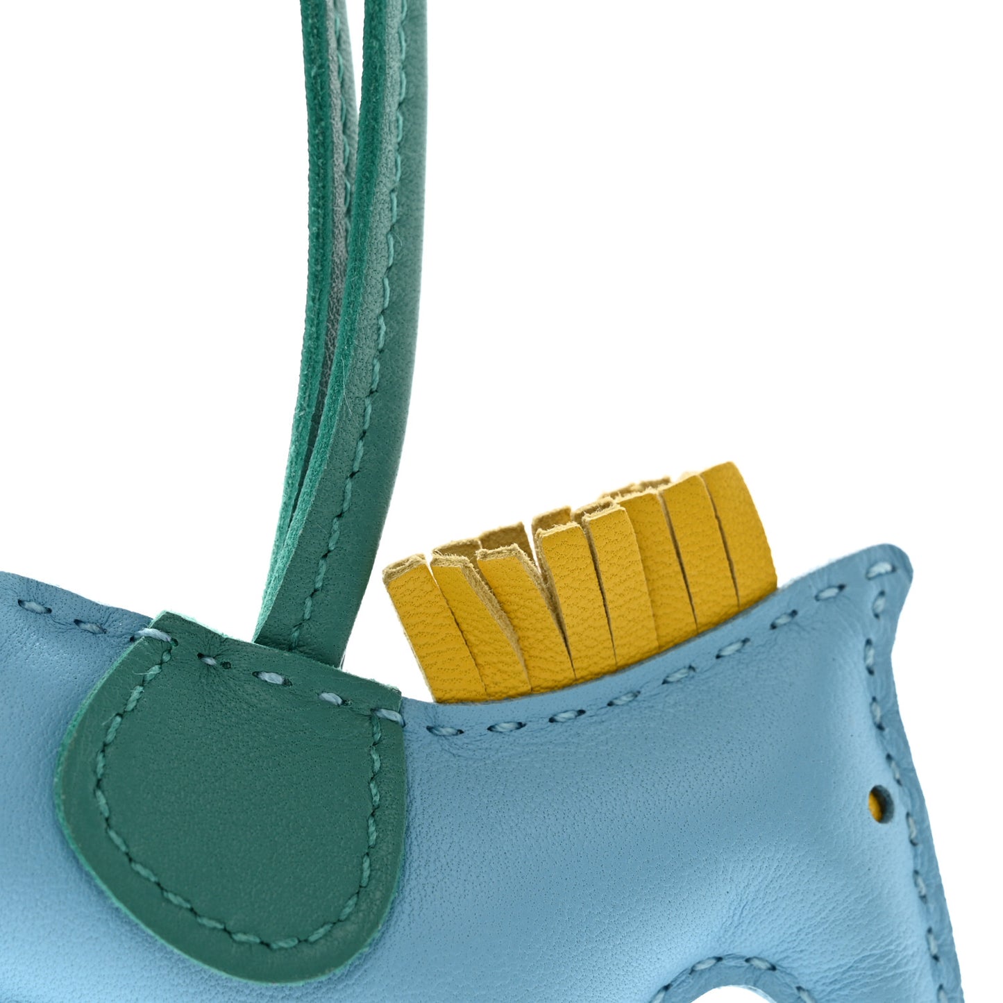 Milo Lambskin Grigri Rodeo Horse Bag Charm PM Bleu Celeste Lime Malachite