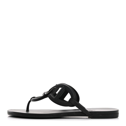 Hermes Rubber Womens Egerie Sandals 39 Black 1 of 12