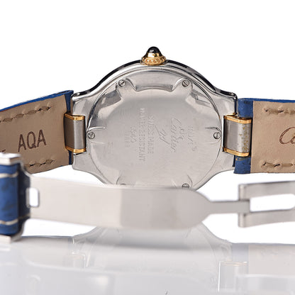 Cartier Stainless Steel 18K Yellow Gold Calfskin 28mm Must De 21 Quartz Watch Blue 6 of 9