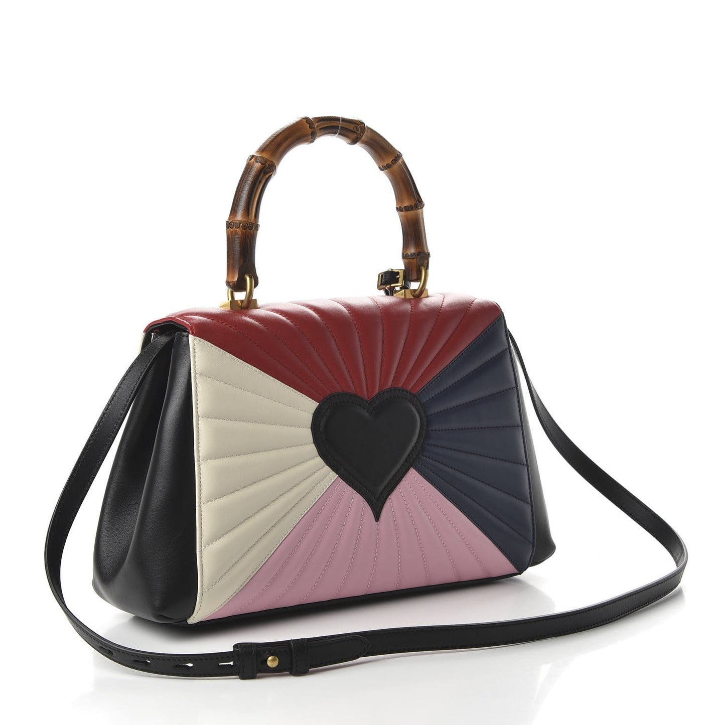 Calfskin Bamboo Trapuntata Queen Margaret Top Handle Bag Blue Agata Hibiscus Red Mystic White Sugar Pink