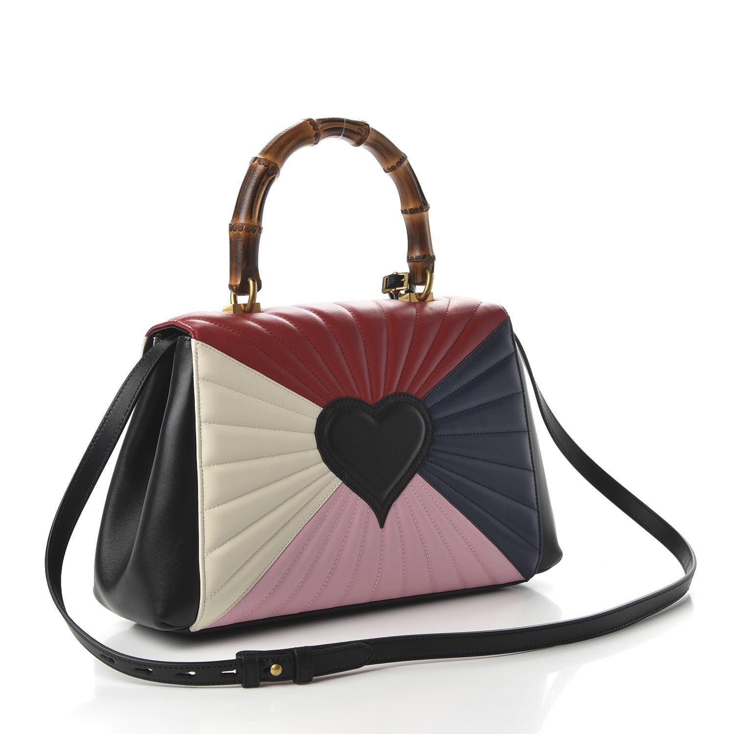 Gucci Calfskin Bamboo Trapuntata Queen Margaret Top Handle Bag Blue Agata Hibiscus Red Mystic White Sugar Pink 3 of 10