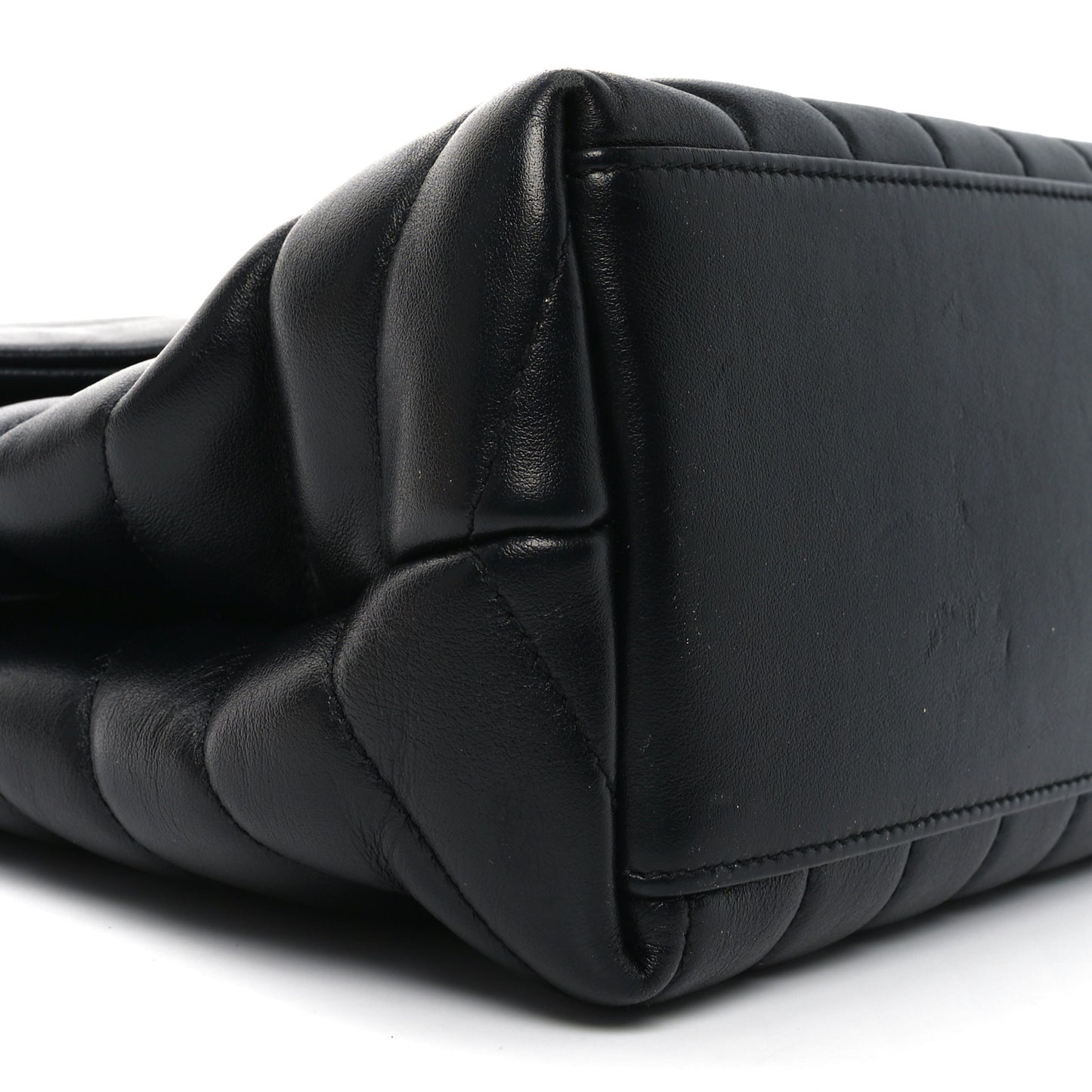 Calfskin Y Quilted Monogram Medium Loulou Chain Satchel Black