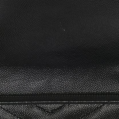 Saint Laurent Grain De Poudre Matelasse Chevron Monogram Envelope Chain Wallet Black 12 of 14