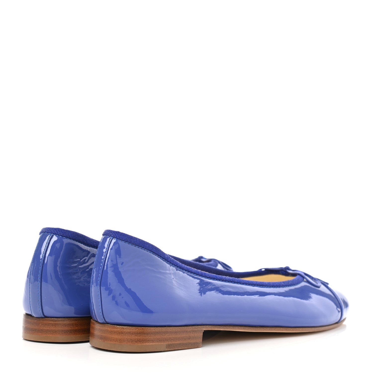 Chanel Patent Calfskin CC Cap Toe Ballerina Flats 39 Blue 4 of 11