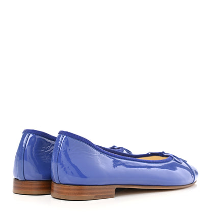 Chanel Patent Calfskin CC Cap Toe Ballerina Flats 39 Blue 4 of 11