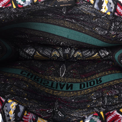 Christian Dior Canvas Embroidered Butterfly Book Tote Black Multicolor 5 of 8