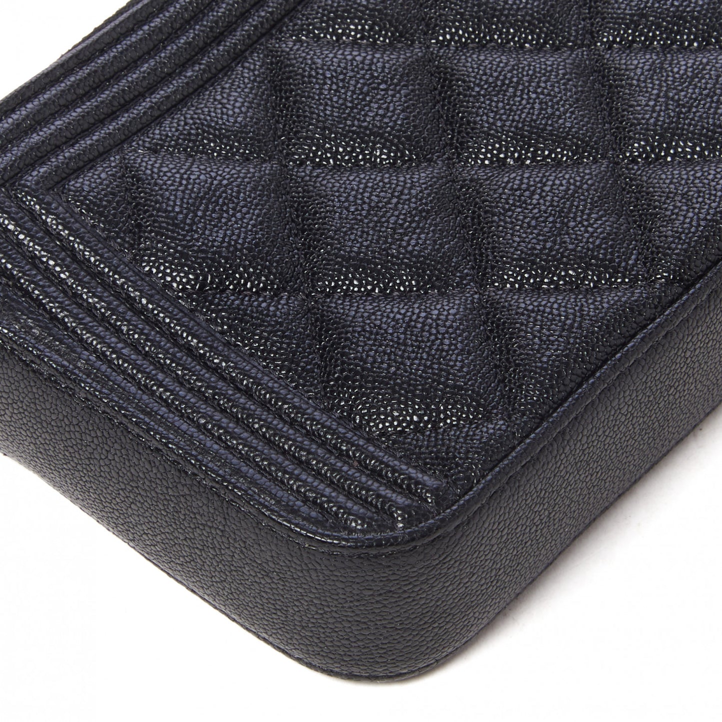 Caviar Quilted Small Boy Clutch With Chain Black