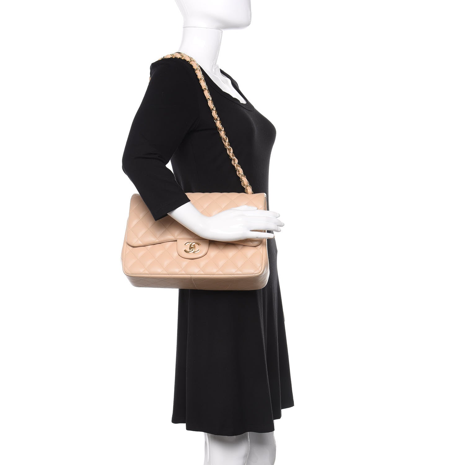 Chanel Lambskin Quilted Jumbo Double Flap Beige 2 of 12
