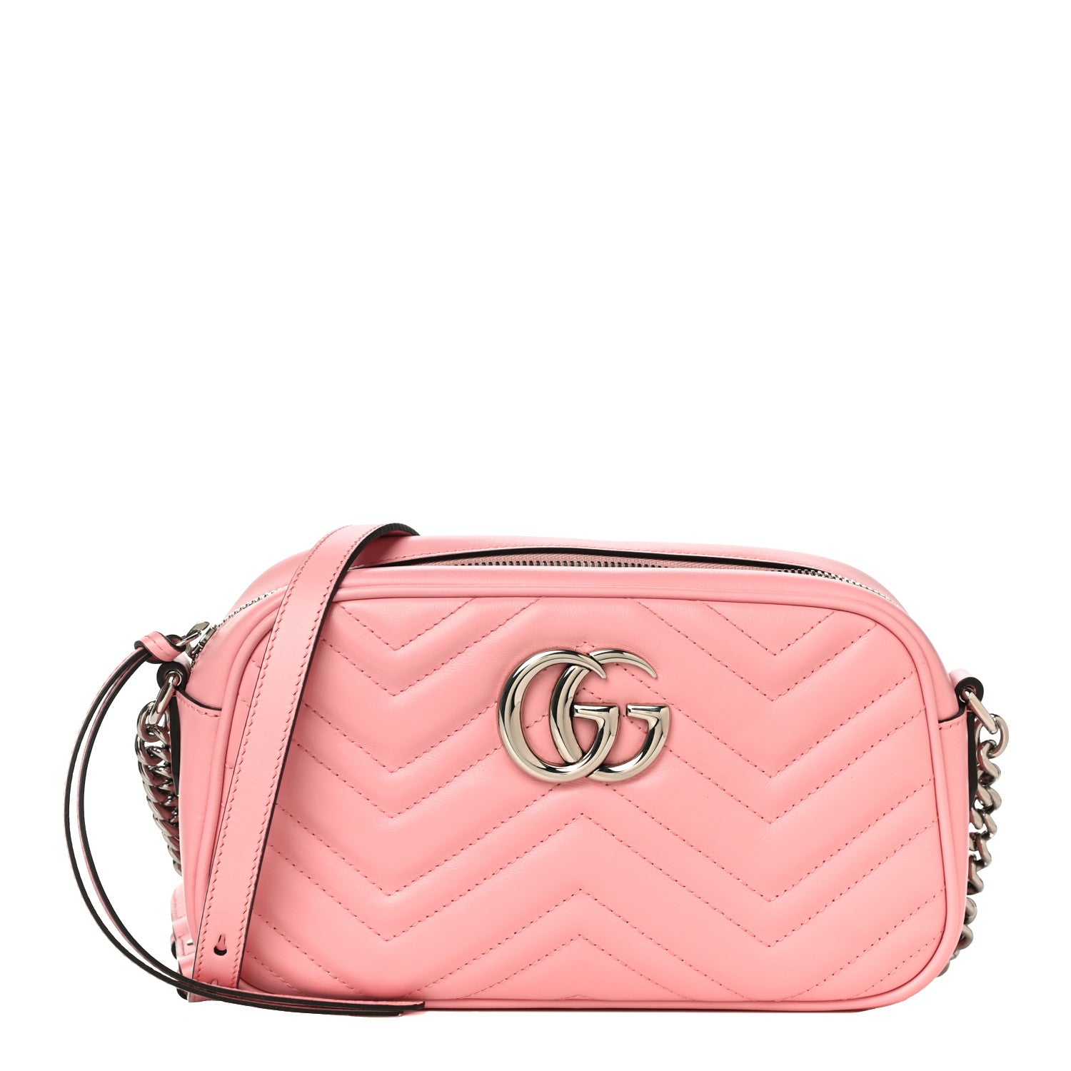 Gucci Calfskin Matelasse Small GG Marmont Chain Shoulder Bag Wild Rose 1 of 15