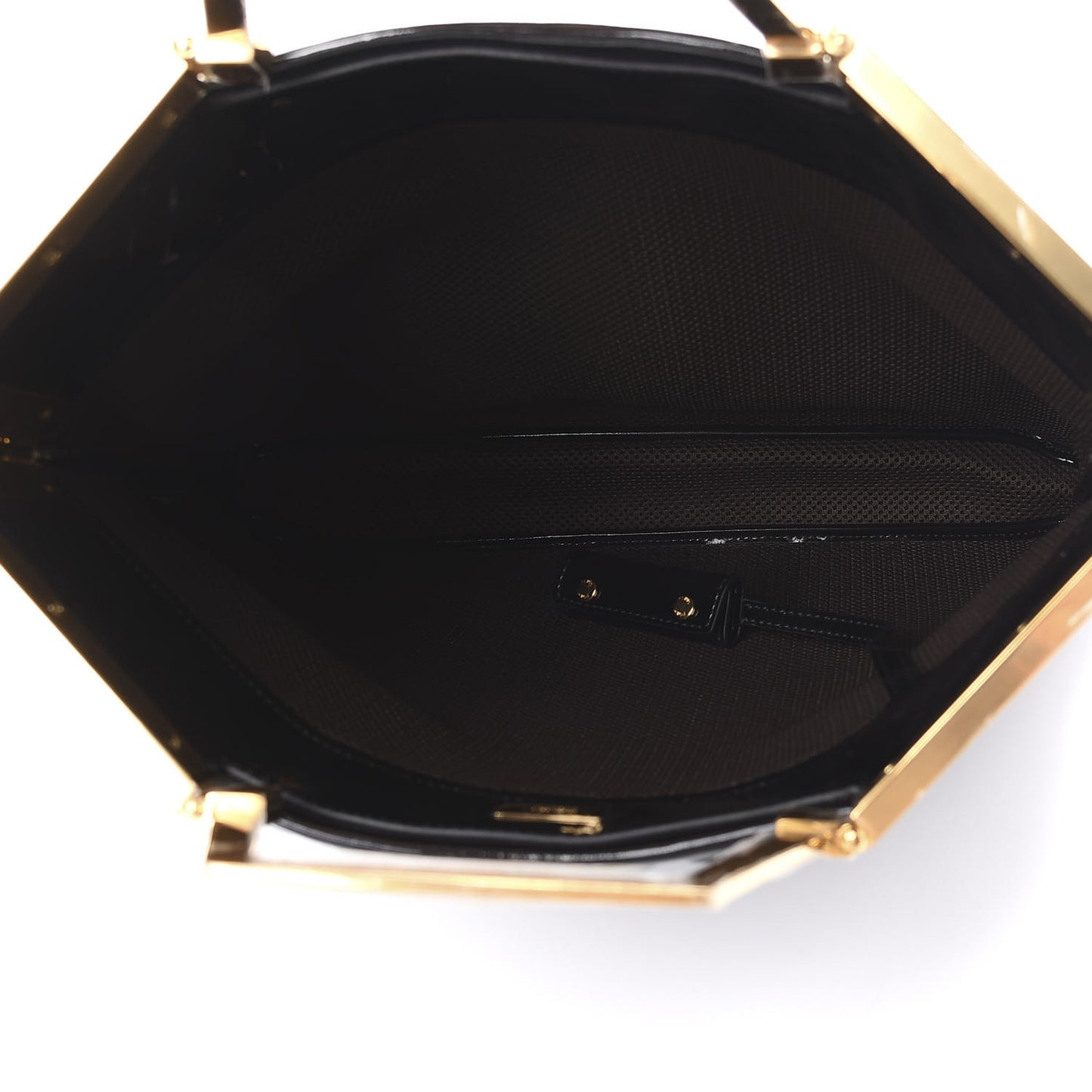 Patent FF 1974 Embossed Medium Shopping Flap Bag Black