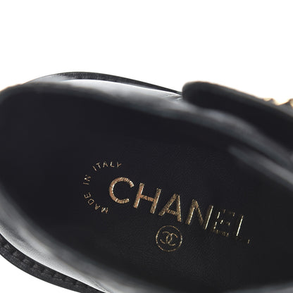 Chanel Shiny Lambskin Quilted Lace Up Combat Boots 39 Black 8 of 10