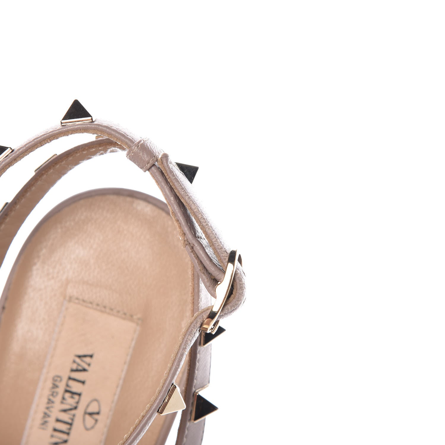 Valentino Garavani Patent Rockstud Ankle Strap Pumps 39 Poudre 13 of 17