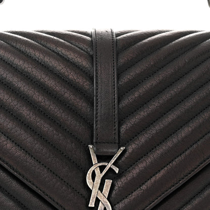 Saint Laurent Sheepskin Matelasse Chevron Monogram Large College Satchel Black 8 of 18