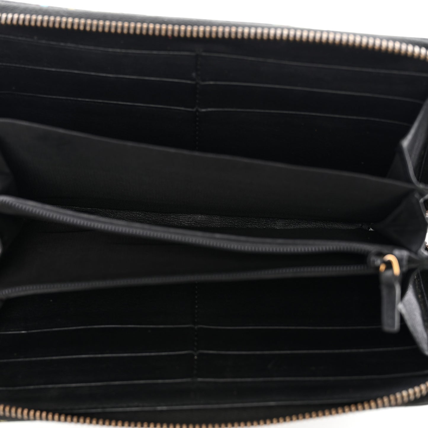 Calfskin Matelasse GucciGhost GG Marmont Zip Around Wallet Black New Acquamarine