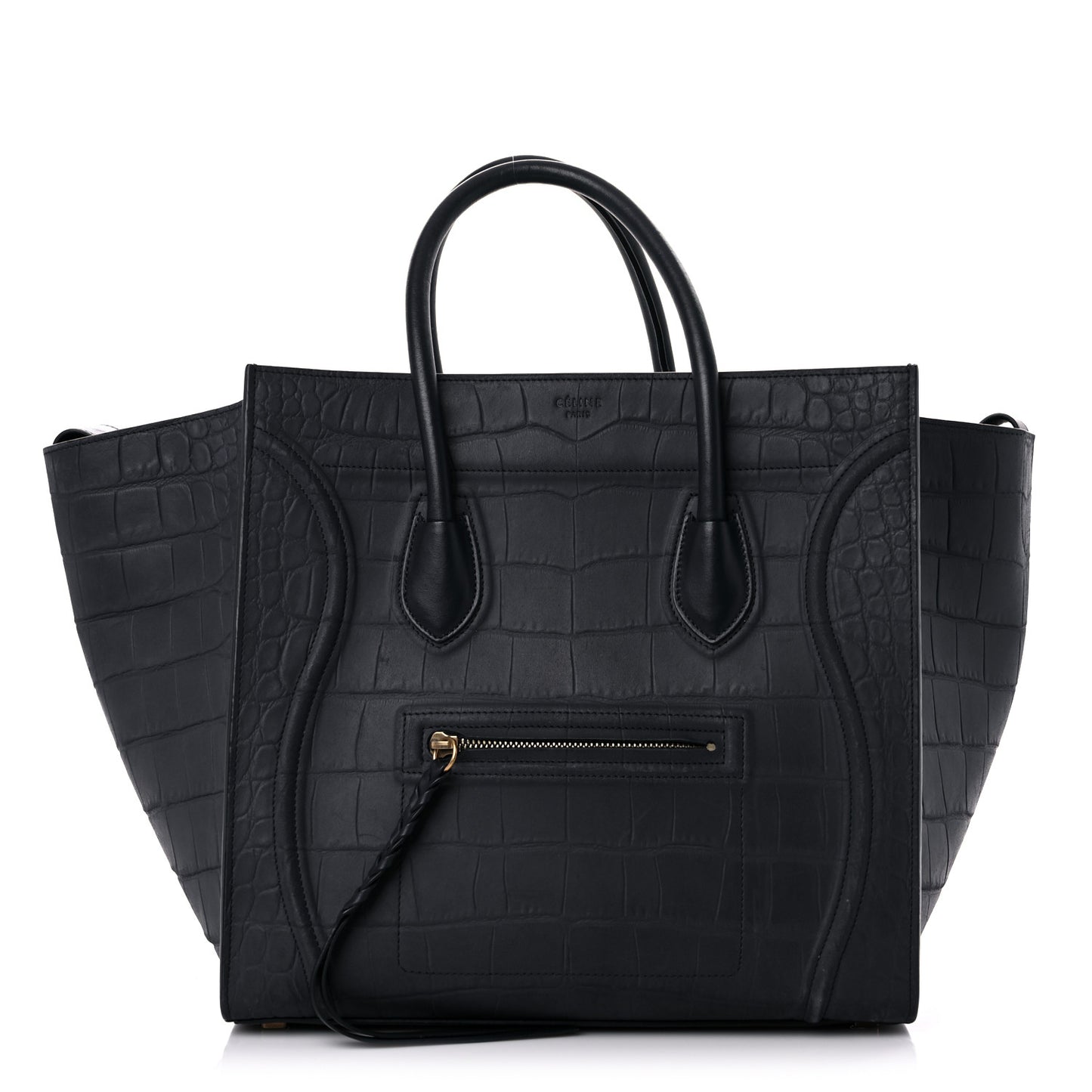 Crocodile Embossed Calfskin Medium Phantom Luggage Navy Blue
