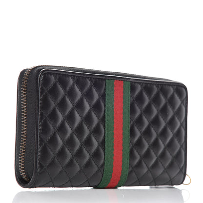 Gucci Calfskin Web Trapuntata GG Zip Around Wallet Black 3 of 9