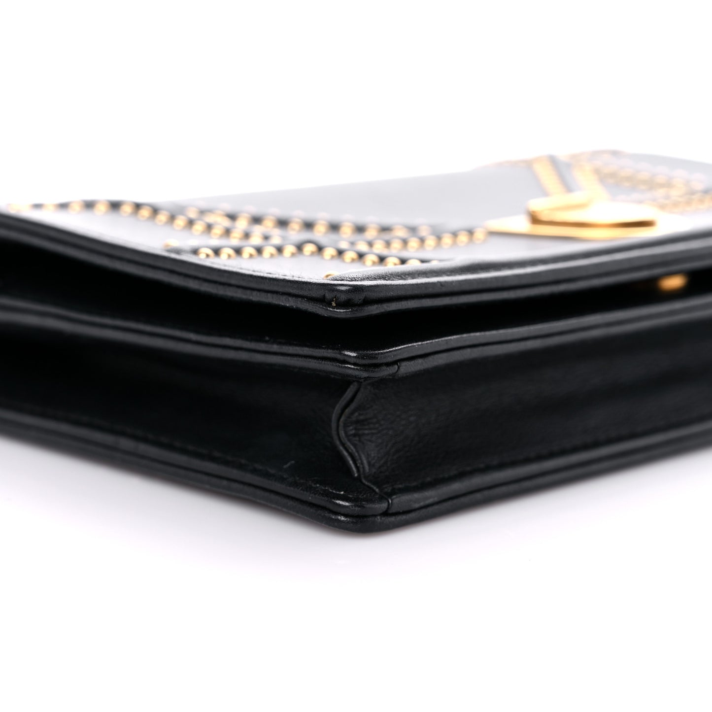 Lambskin Studded Micro Diorama Flap Bag Black