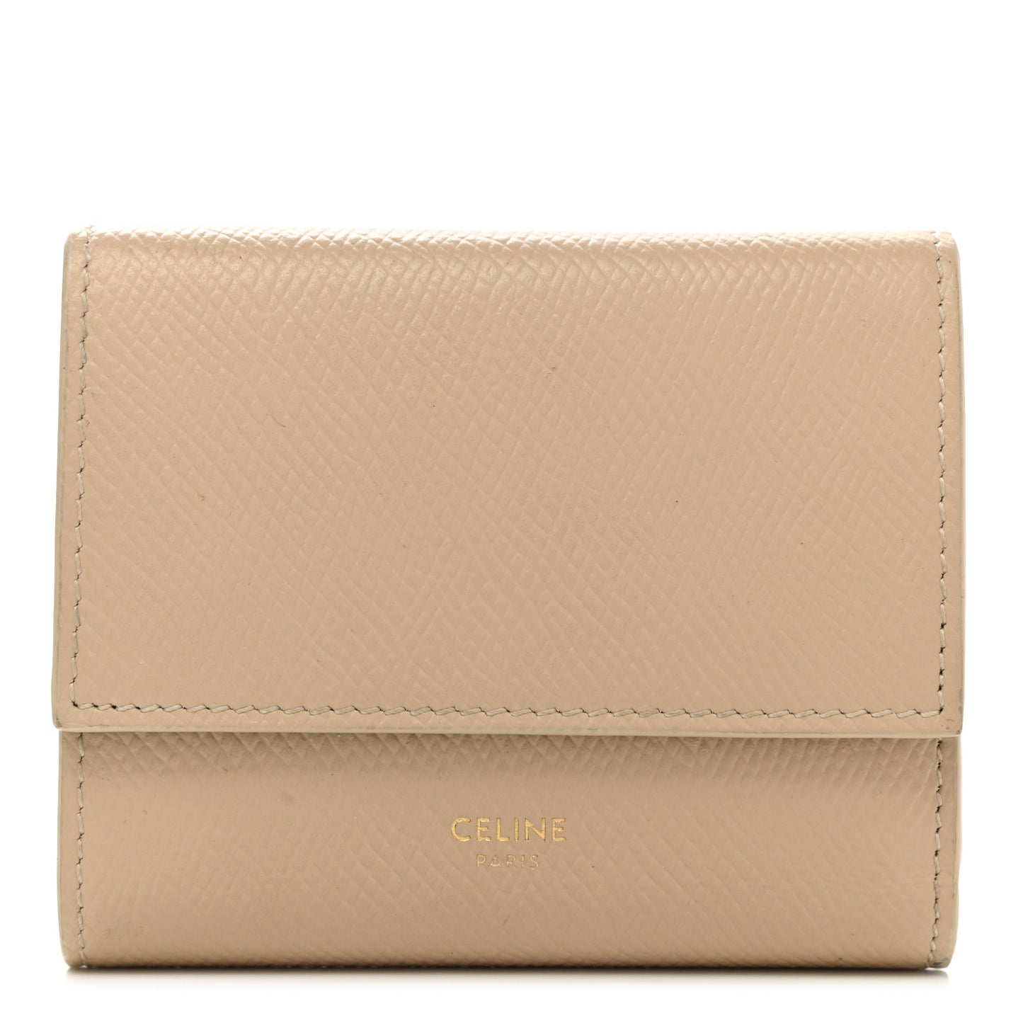 Grained Calfskin Small Multifunction Folded Wallet Light Taupe